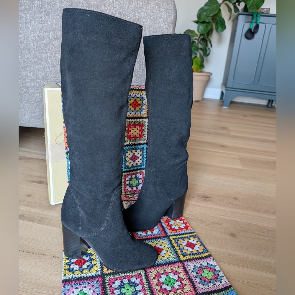 NEW Michael Kors "Leigh" Black Suede Slouchy Heeled Bootie Size 5.5 Retail $275